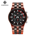 KUNHUANG 1018 Sports men's Wooden watch big dial sandalwood suit luminous calendar quartz watch